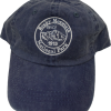 A blue Rocky Mountain National Park hat with a white logo on it.