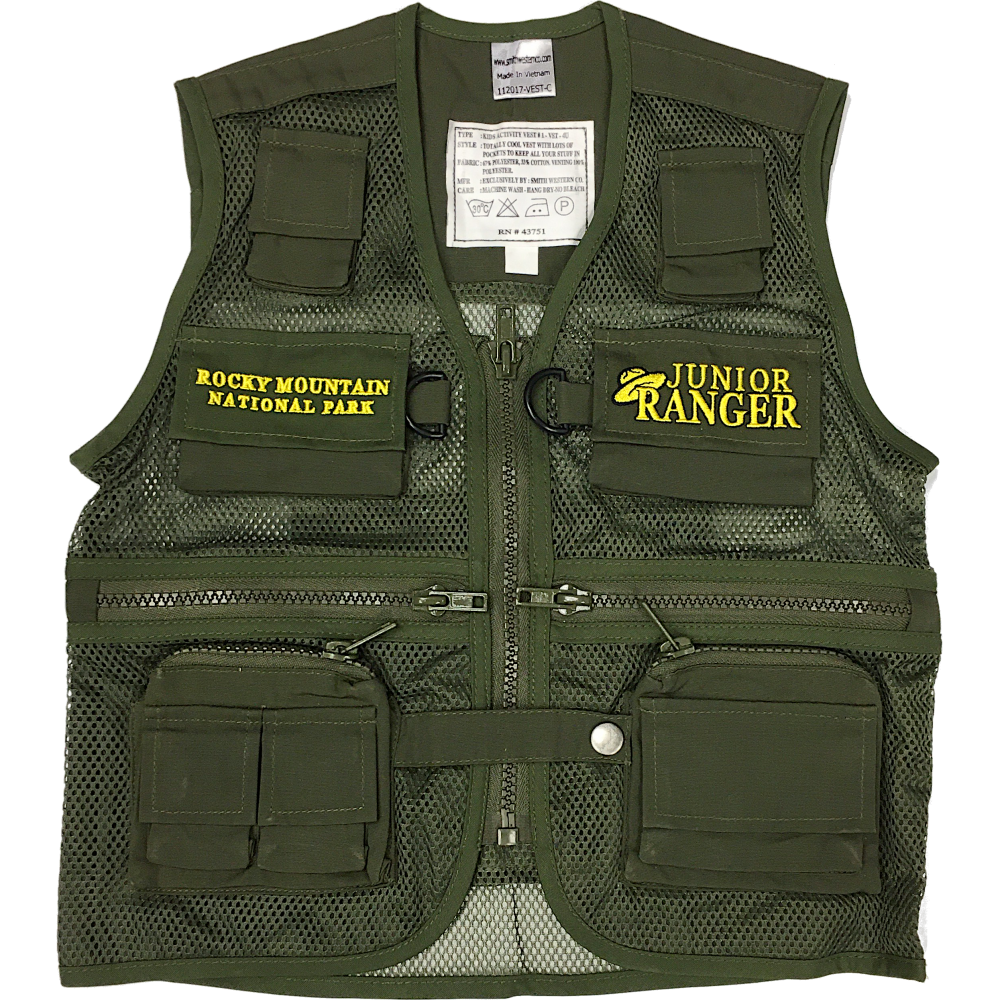 Jr. Ranger Vest A Junior Ranger Vest with the word ranger on it.