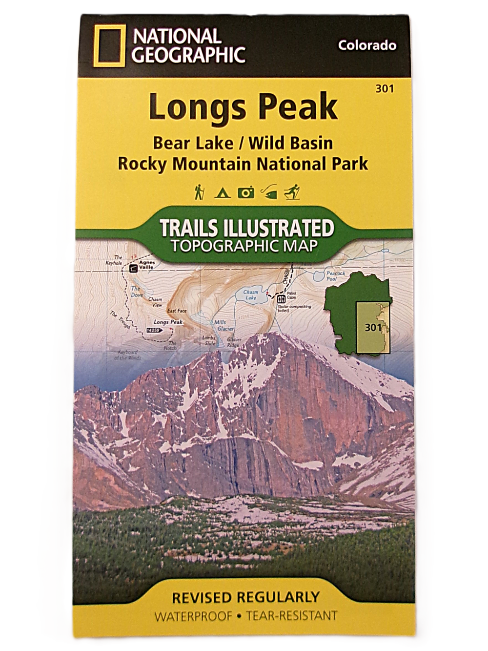longs peak map The Map - Longs Peak Bear Lake/WildBasin Trails Illustrated Topographic covers Longs Peak, Bear Lake, and Wild Basin in Rocky Mountain National Park with detailed topography and a photo of Longs Peak.