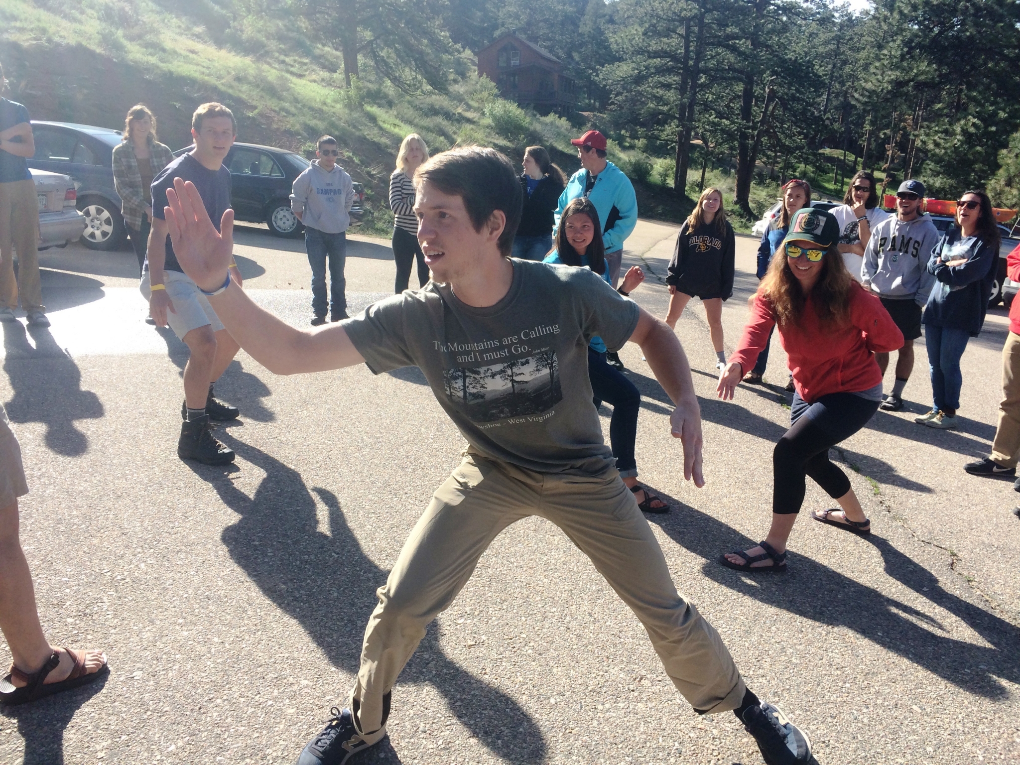 A group of people playing a game outdoors