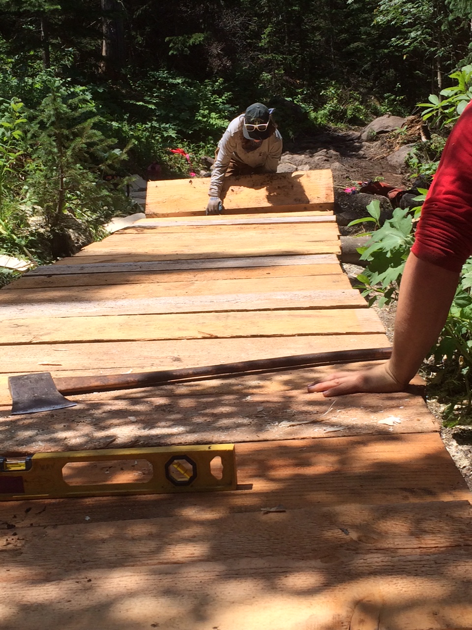 Finishing up work on the boardwalk