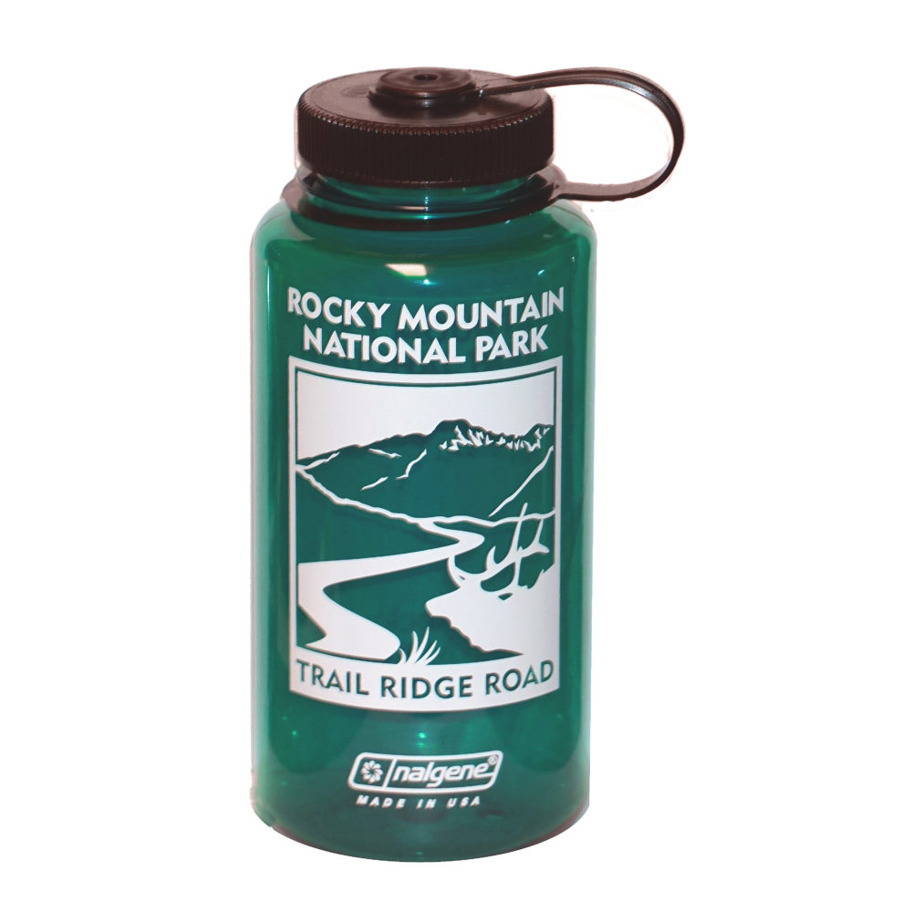 WaterBottle Green Nalgene - RMNP Trail Ridge Road water bottle.
