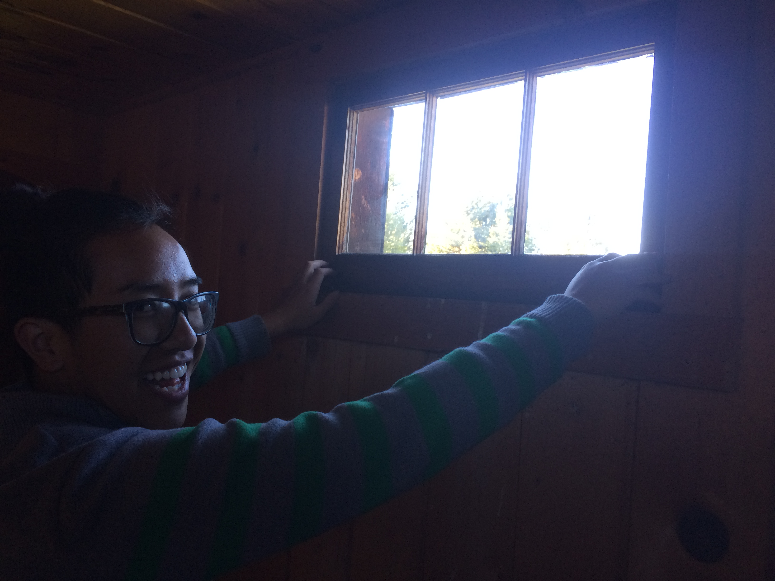 Worker replacing a window of a house