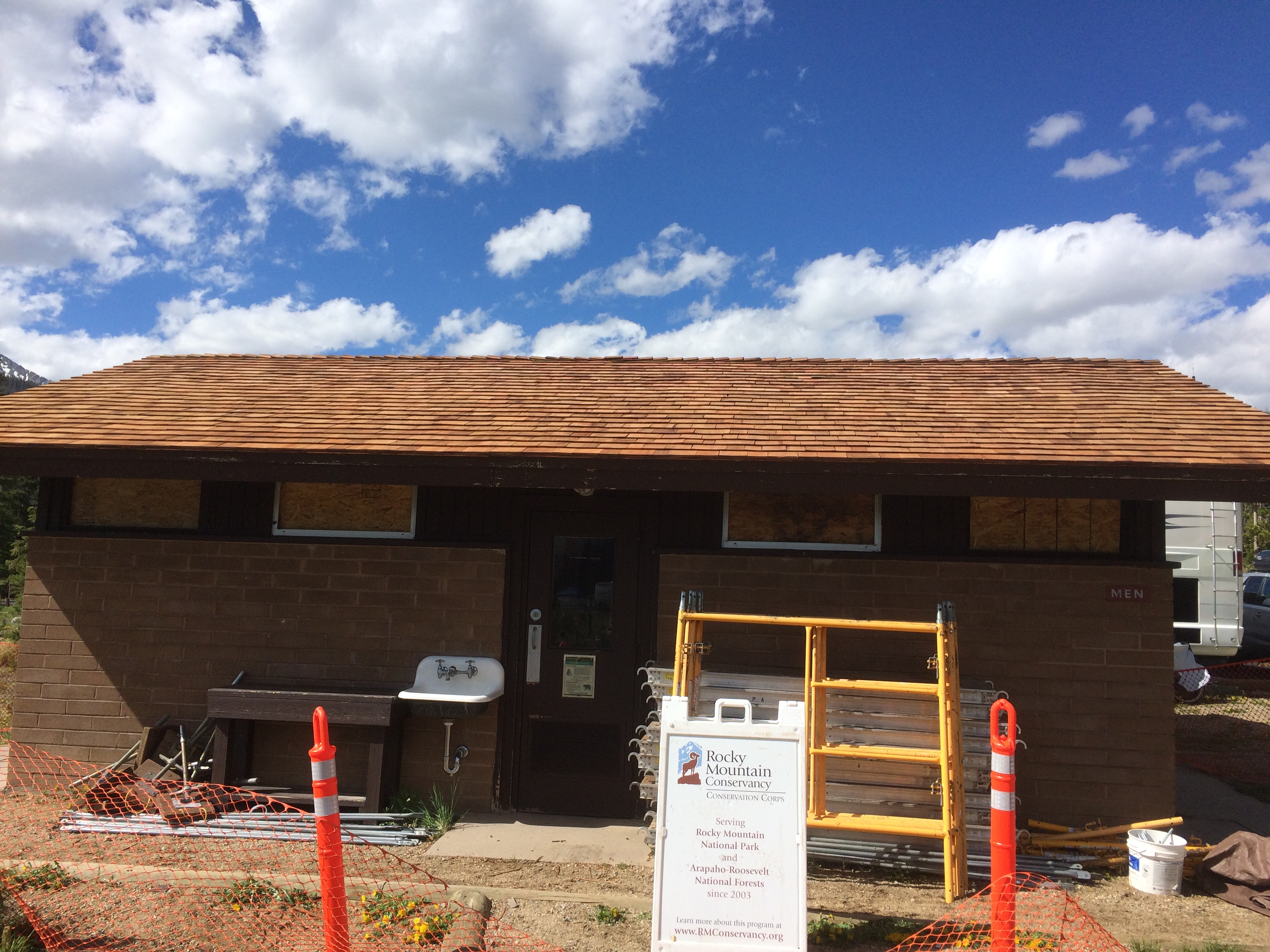 Almost completed house with brick roof
