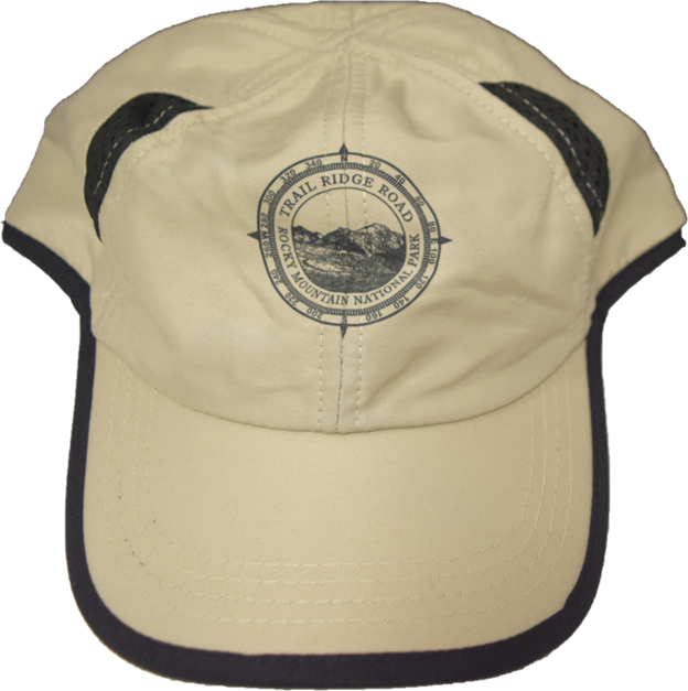 TRR wicking hat A RMNP Tan Wicking hat with a logo on it.