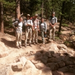 A group of hikers posing for a picture.