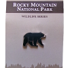 Black Bear Pin A pin showcasing a black bear silhouette labeled "RMNP North American Wildlife Series Black Bear.