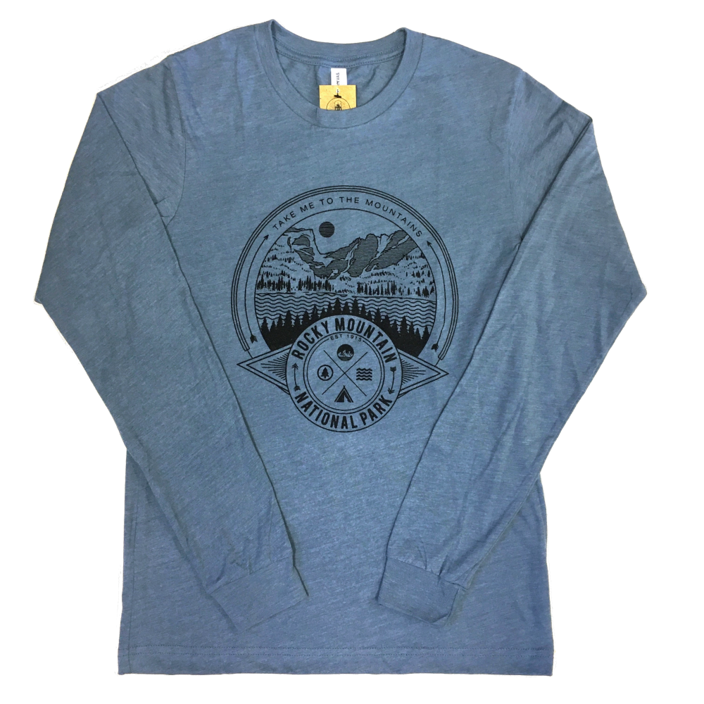 Blue long sleeve shirt A blue Long Sleeve Shirt - RMNP Dream Lake with an image of an eagle.