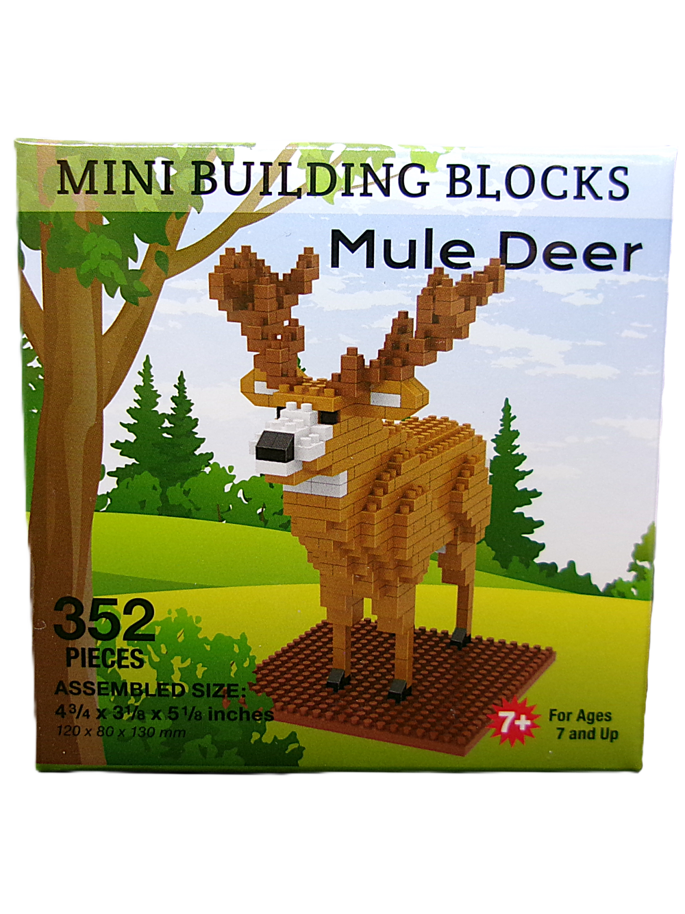Mini Building Blocks - Mule Deer: 352-piece deer model suitable for ages 7+.