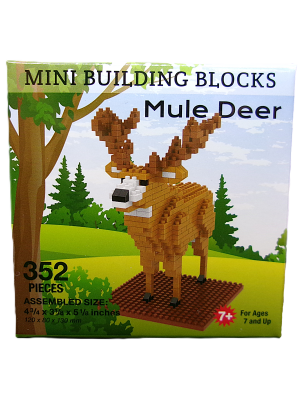Mini Building Blocks - Mule Deer: 352-piece deer model suitable for ages 7+.