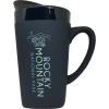 A black mug with the words Colorado Red Mesh on it.