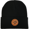 A black Hat - Beanie RMNP Mountain Elk with a mountain logo on it.