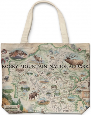 Rocky Mountain National Park Tote Bag - RMNP Canvas Xplorer Map.