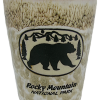 Tan Bear Shot glass with a two-tone design featuring a bear and trees emblem, labeled "RMNP.