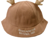 The Hat - Toddler Deer Bucket Hat is brown with antler-like protrusions and has "Rocky Mountain National Park" embroidered on the front.