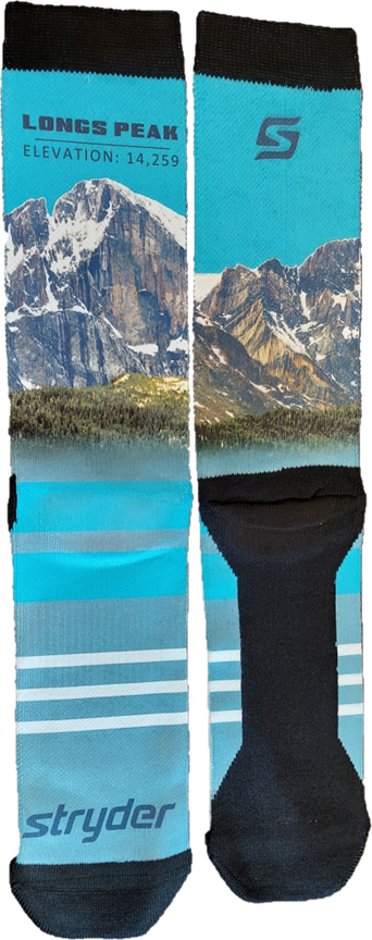 Longs Peak Sock A pair of RMNP Longs Peak Picture socks.