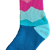 A colorful RMNP Pink Gradient sock with the words mountain in las vegas on it.