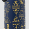 Blue A blue and gold National Park Bucket List water bottle with a black handle.
