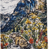 Picture4 A drawing of a moose in a field of Bandana - RMNP Pika Flowers.