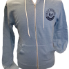 Light blue "Sweatshirt - RMNP Zip-Up Blue" featuring white drawstrings and a "Rocky Mountain National Park 1915" emblem on the left chest.