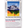 Travel Stamp Colorful travel stamp sticker featuring a mountain scene labeled "Rocky Mountain NP," part of the U.S. National Park Series. Includes details about Longs Peak and stamp number NP09.