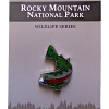 Trout Pin Rainbow trout pin from the RMNP North American Wildlife Series, attached to a display card.