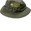 Junior Ranger Hat: Green bucket hat featuring "Junior Ranger" text and a yellow-embroidered ranger hat logo on the front.