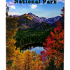 Rocky Mountain National Park magnet titled "RMNP Bear Lake in Fall," showcasing mountains, a lake, and vibrant autumn trees.
