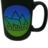 Black "RMNP Bear Logo" mug featuring a bear and mountain design with the text "Rocky Mountain National Park.
