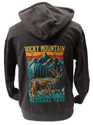 Sweatshirt - RMNP Scribble Elk Hooded
