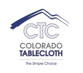 Logo for Colorado Tablecloth featuring stylized mountain lines above the letters "CTC," with the tagline "The Simple Choice" below.