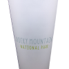 elk sunglasses pint back Frosted glass pint featuring "Glass - RMNP Pint Elk Sunglasses" with blue and green lettering on the front.