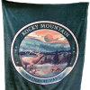 The Blanket - RMNP Scenic Elk features a Rocky Mountain National Park design with a landscape, mountains, sun, and elk in the foreground.