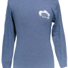mcgov ls front The Long Sleeve Shirt - RMNP Map is a blue crew-neck shirt featuring a small white map graphic and text on the left chest.