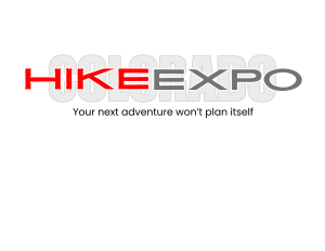 Logo for HIKE EXPO with the tagline "Your next adventure won’t plan itself" and faint "COLORADO" text in the background.
