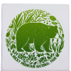 Green illustration of a bear with plants and trees, plus "Rocky Mountain National Park" text on a white background. Product: Coaster - RMNP Bear.