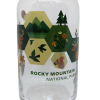 The Glass - RMNP Animal Hexagons features hexagonal designs of mountains, trees, animals, and flowers on clear glass with "Rocky Mountain National Park" printed on the front.