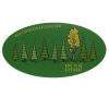 The Sticker - RMNP Dare to be Different features an oval green design with pine trees, one yellow tree, and the text "ROCKY MOUNTAIN NATIONAL PARK" and "DARE TO BE DIFFERENT.
