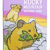 Magnet - RMNP Alpine Pikas features two yellow pikas among rocks and flowers beneath a sunset sky, with "Rocky Mountain National Park Colorado" displayed at the top.