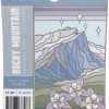 rmnp 2 pack The "Sticker - Mountain Majesty 2-in-1" pack features a vinyl sticker with an illustrated Rocky Mountain National Park landscape—mountains, wildflowers, and stars. The label lists product details and pricing.