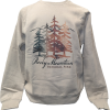 Light-colored crewneck sweatshirt featuring a graphic of four autumn trees, mountains, and the text “Rocky Mountain National Park” on the front.