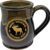 tall elk mug deneen A Deneen RMNP Tall Elk ceramic mug with a handle, featuring a Rocky Mountain National Park emblem and an elk design on the front.